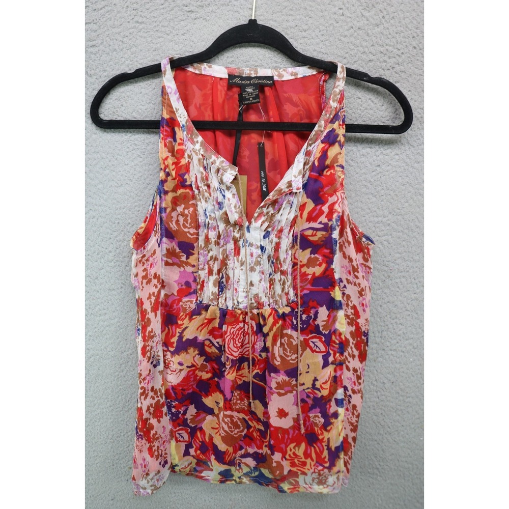 Maxisa Christina 100% Silk Sleeveless Pintuck Tunic-Medium-Artsy-NWT-Boho